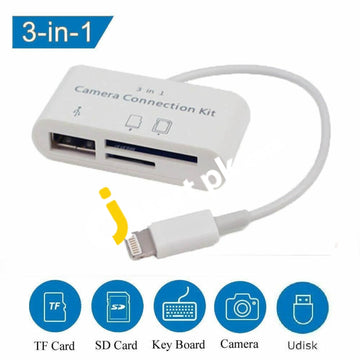 Kiwibird 3-In-1 Lightning To Usb Camera Connection Kit 2.0 Female Otg Adapter Cable For Iphone &
